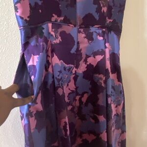 Tahari ASL Floral Midi Dress in Purple and Pink
